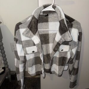 Cozy Gray and White Plaid Shacket